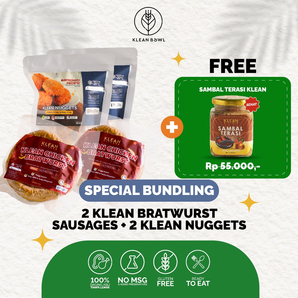 

Special Bundling 2 Klean Nuggets & 2 Klean Bratwurst Sausages (Free 1 Sambal)