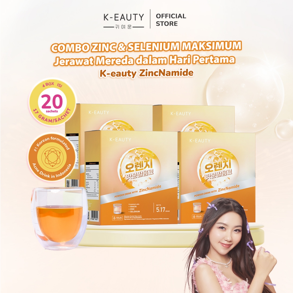 K-Eauty Zincnamide | Paket Mingguan 20 Sachet | Minuman untuk Kulit Berjerawat