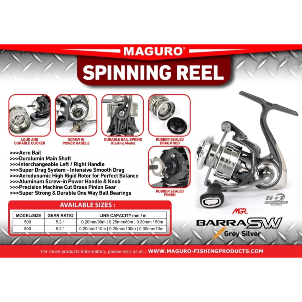 Maguro Barra SW Reel Spinning Tangguh untuk Performa Maksimal