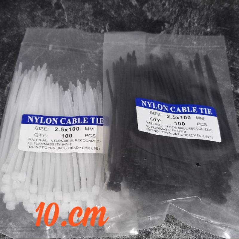 

100pcs Kabel ties 10cm hitam putih