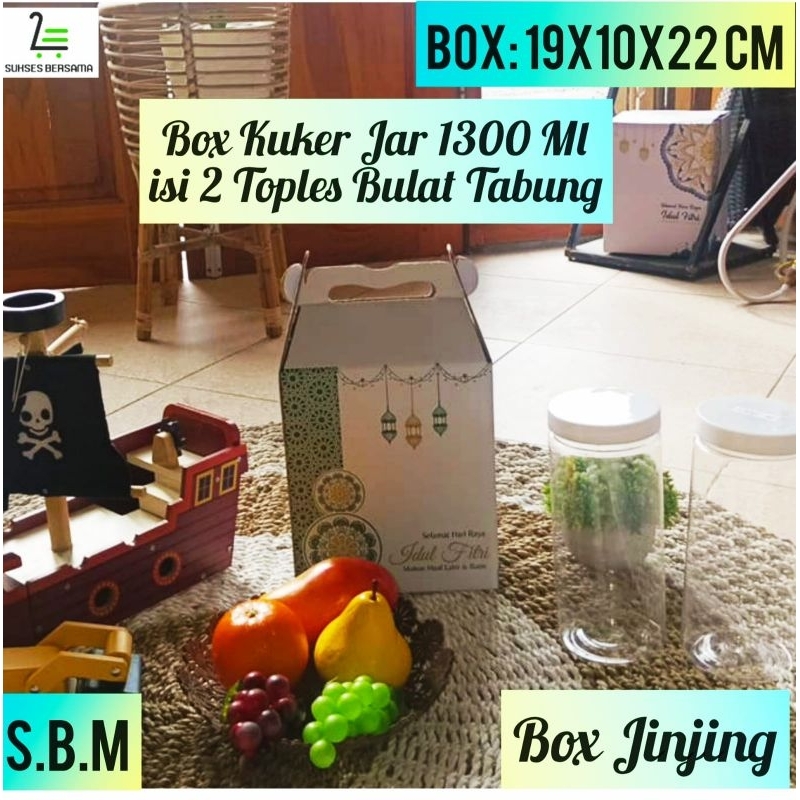 

Box 19x10x22 cm JAR 1300 ml isi 2 Toples Bulat/Kardus/Kue Kering/Kuker Jar/Packing/Kemasan/Box Kue Kering