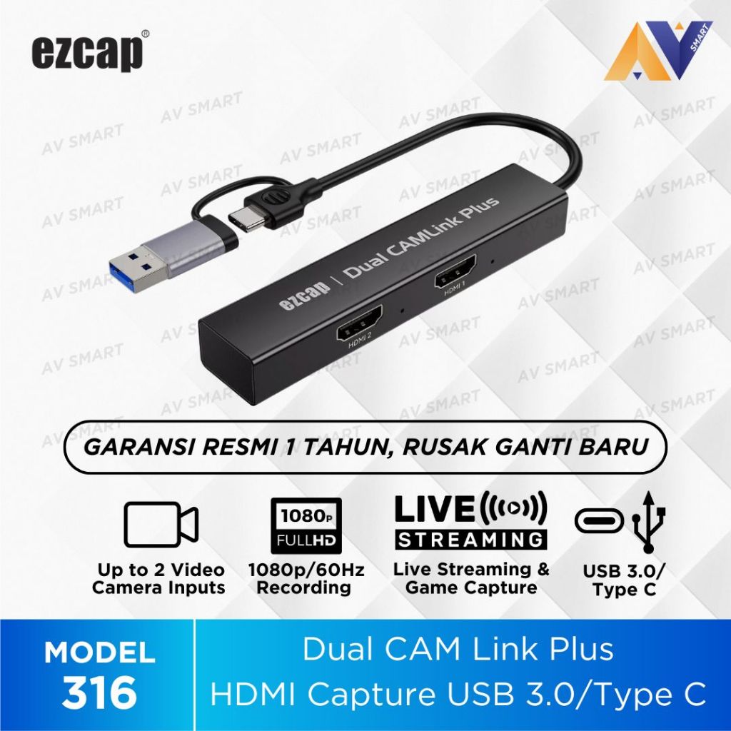 Ezcap316 USB 3.0 / Type C HDMI Capture 2 Port Dual CAM Link Plus Ezcap 316