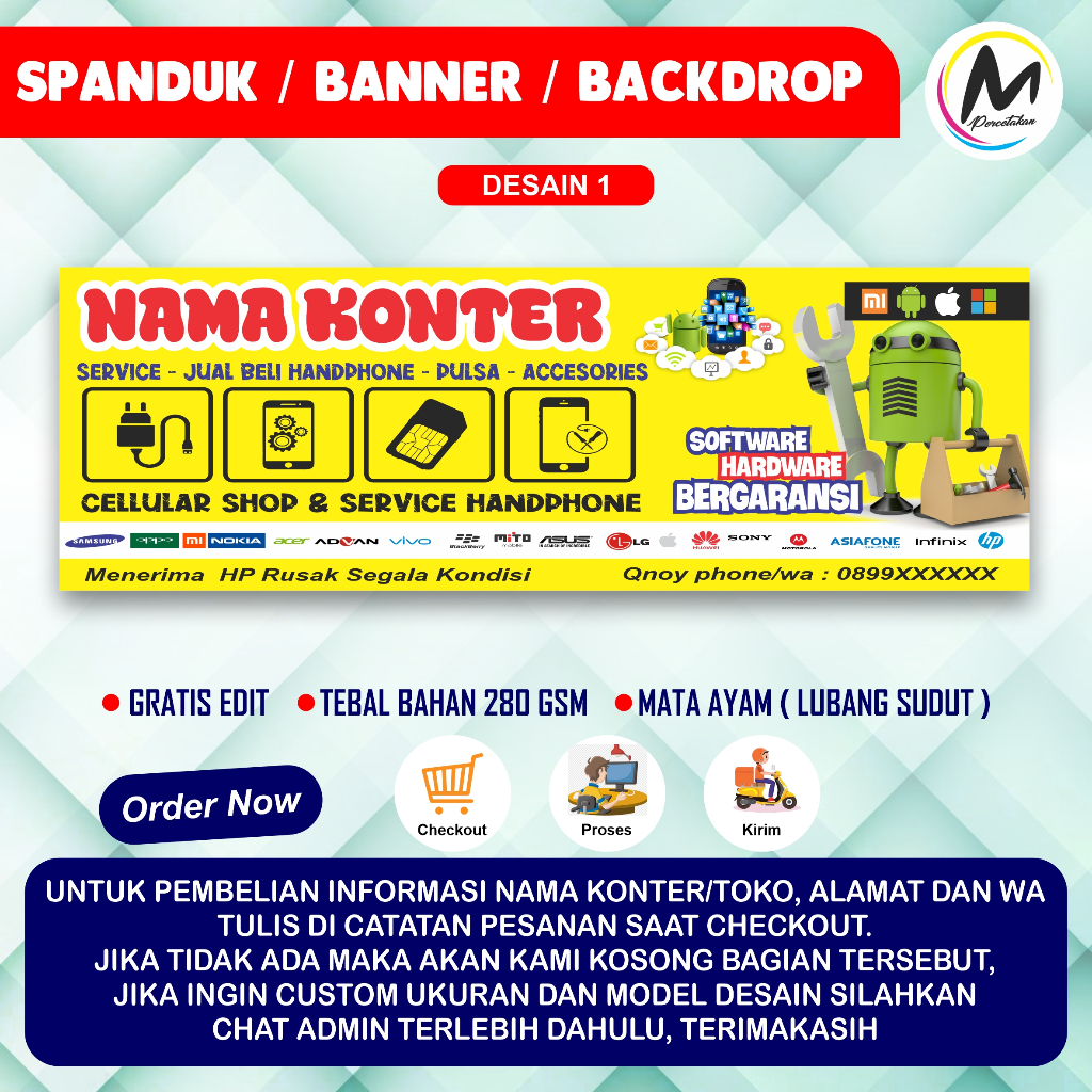 Cetak Banner Konter / Spanduk Servis HP / Banner Servis
