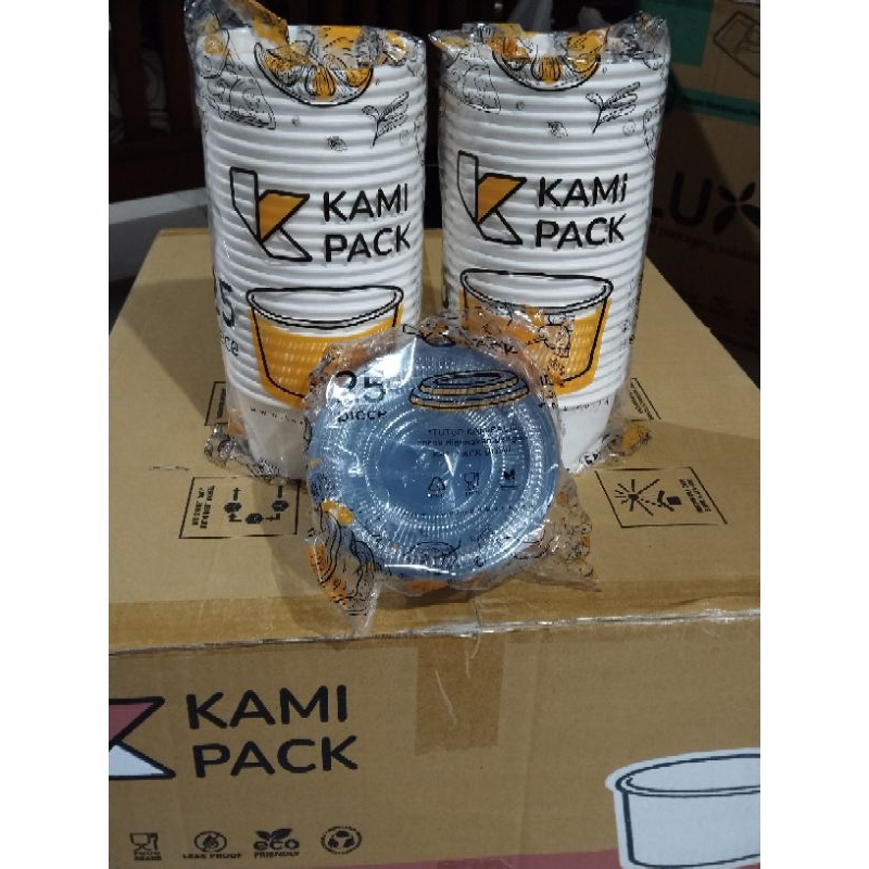 RICE BOWL 650ml plus TUTUP / PAPER BOWL 650ml/mangkok kertas bulat