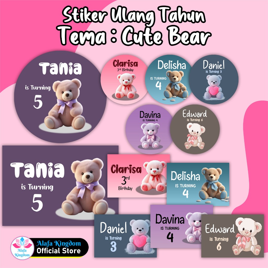 

Alafakingdom Stiker Ulang Tahun Tema Cute Bear Custom