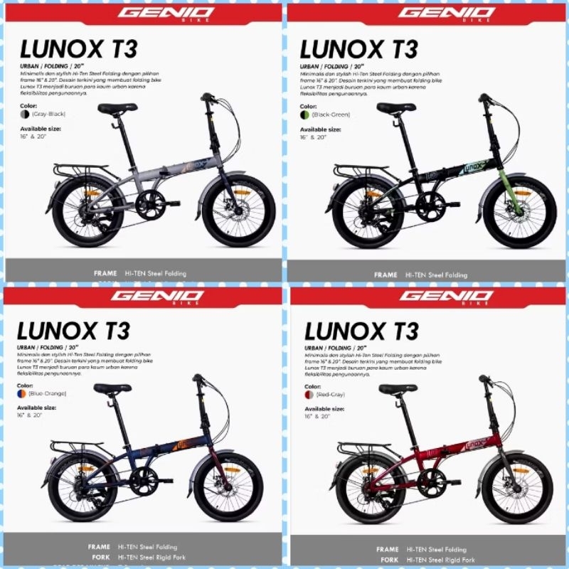 [KID] Sepeda Lipat Folding Bike GENIO By UNITED Size 16" inch LUNOX T3 dan 20" inch F371 GENIO DISK 