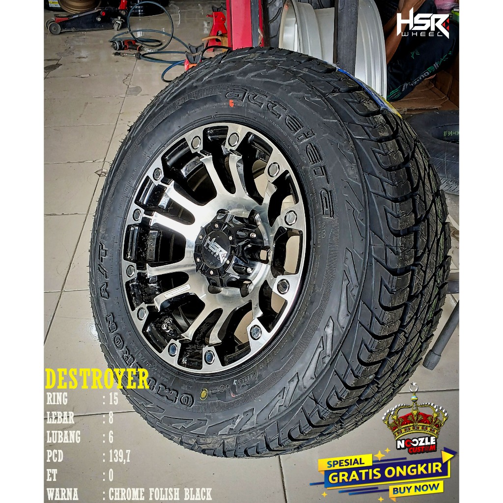 Ban Velg Mobil Phanter Ring 15 Ban ukuran 235 75 R15 Paket Velg Phanter Lubang 6 Type Destroyer