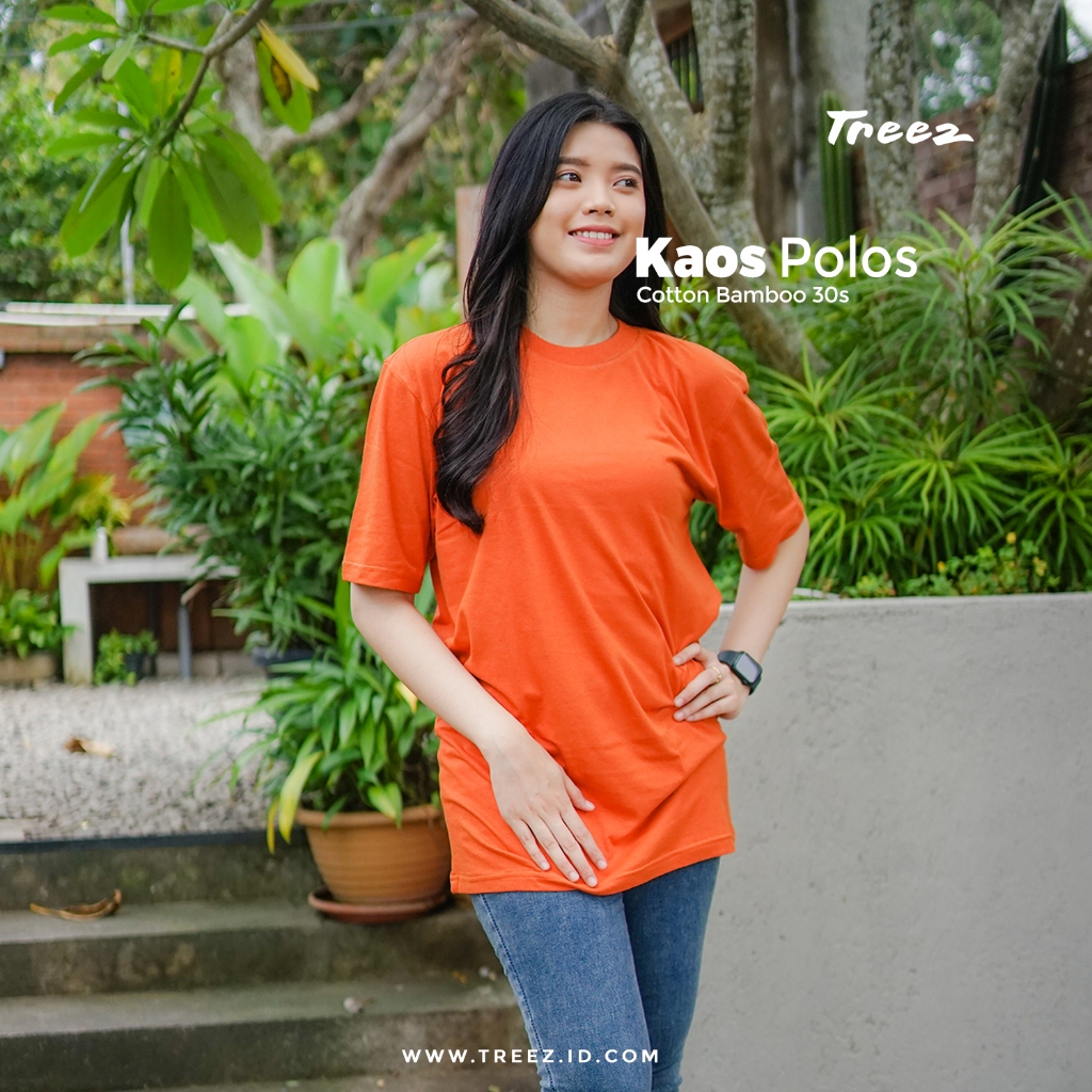 Kaos Polos Cotton Bamboo Unisex - Orange Bata | Ready Size Jumbo | Big Size | Pria dan Wanita