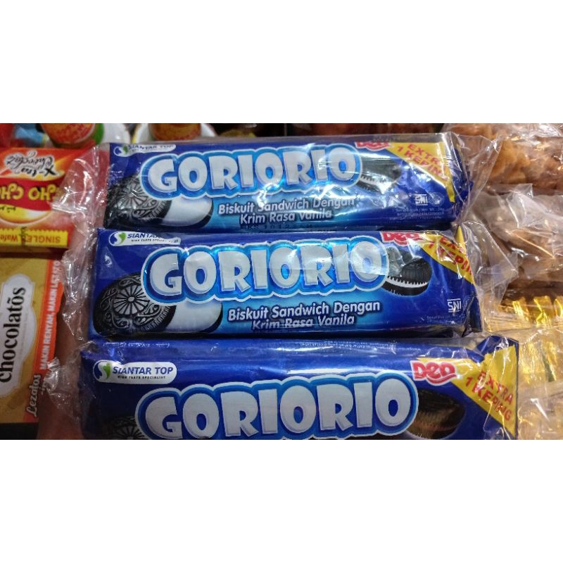 

Gorio Goriorio Biskuit sandwich krim vanila krim coklat isi 10 pcs
