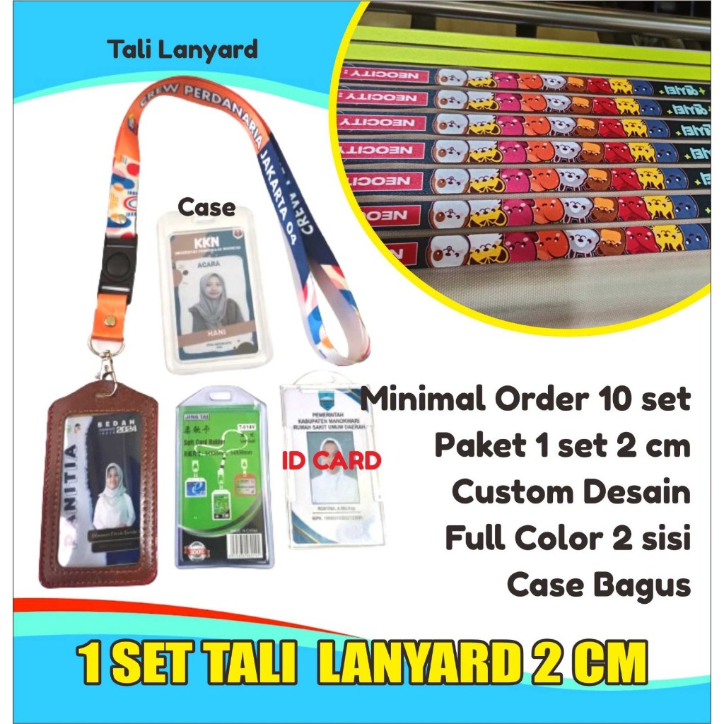 

SATU SET PAKET CUSTOM MURAH CETAK Tali Lanyard, ID CARD dan CASE BAGUS Min Oder 6 Pcs
