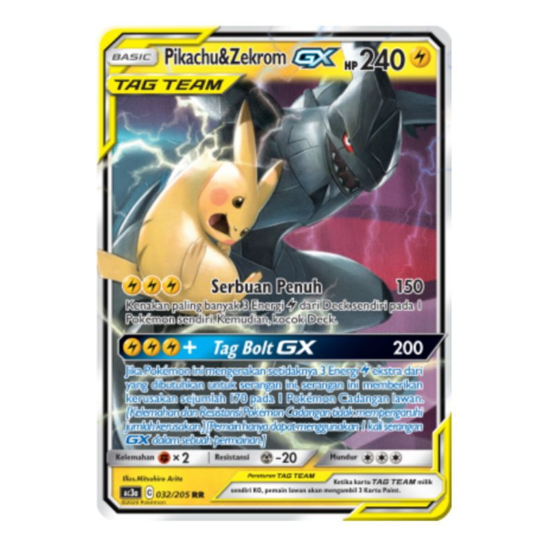 Pikachu & Zekrom GX TAG TEAM 032/205 RR - Pokemon TCG Indonesia