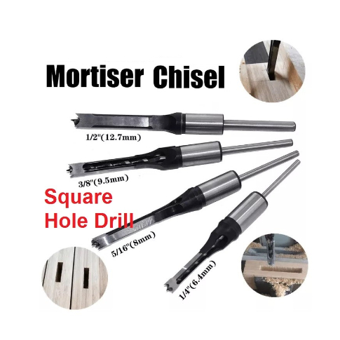 4pcs Mata Bor Bobok Kayu Pahat Mesin Square Drill Bit Mortise Tenon
