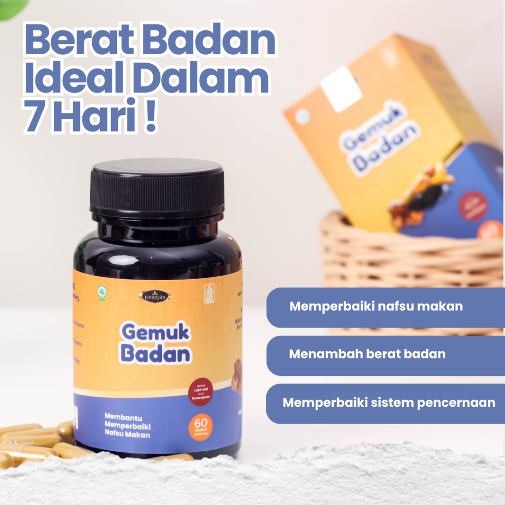 Kapsul Gemuk Badan Herbal Alami Tambah Berat Badan Aman BPOM Suplemen Herbal