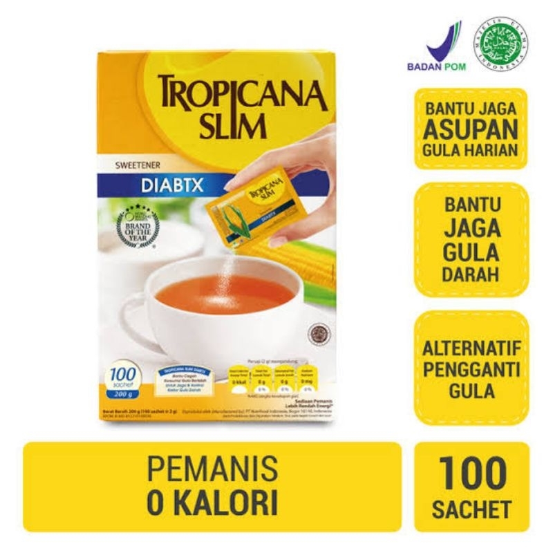 

Tropicana Slim Diabtx - Pemanis Nol Kalori isi 100 Sachet @180 gr