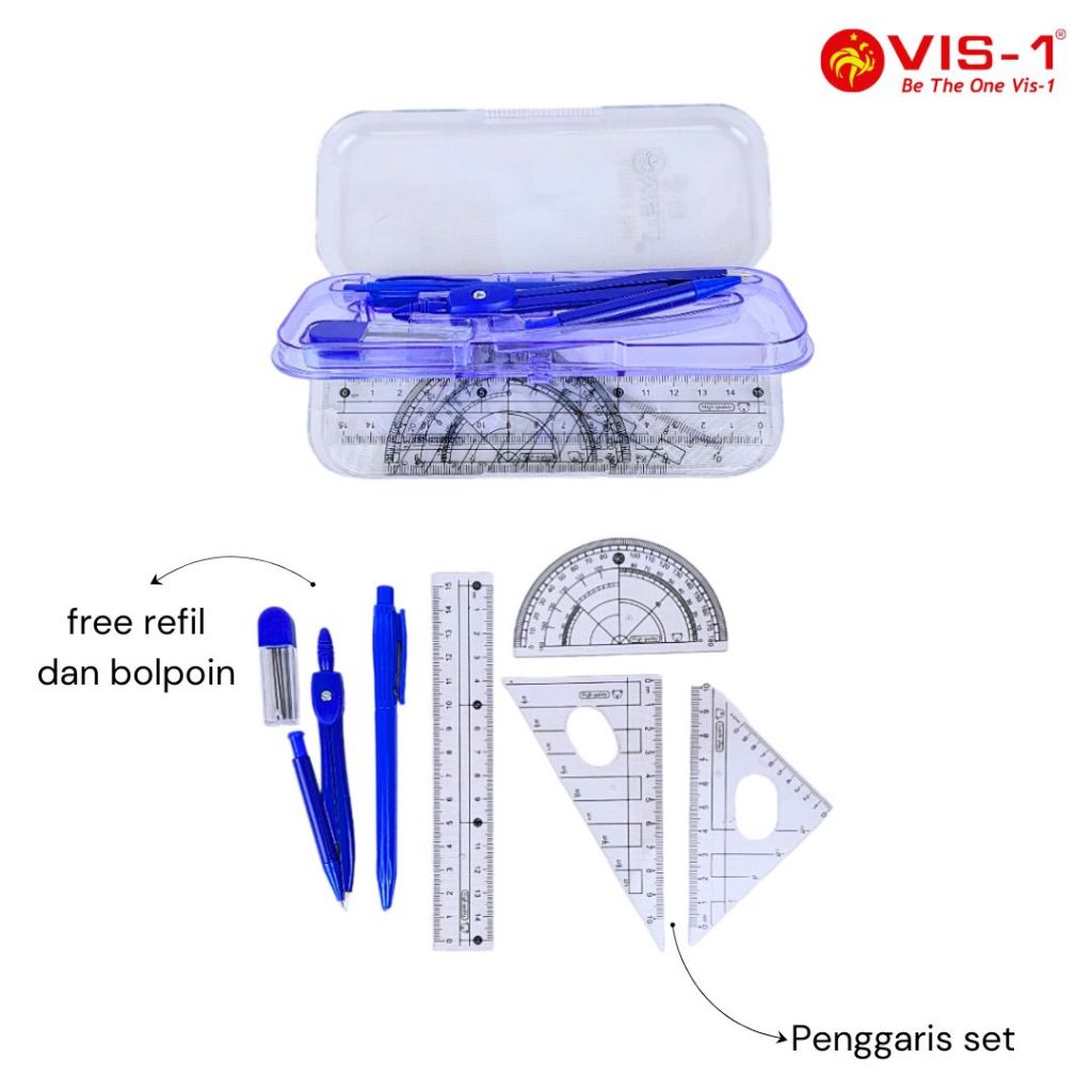 

VIS-1 Jangka Mechanical dan Penggaris Set / Jangka Sekolah Besi Set JK-03