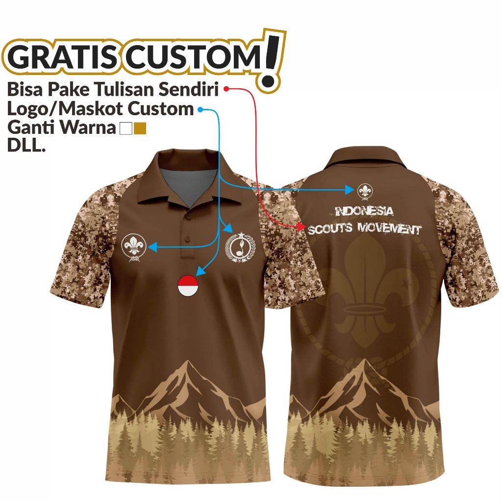 Jersey Pramuka Berkerah Kaos Pramuka Printing Custom Gratis Nama Logo Tulisan Dll