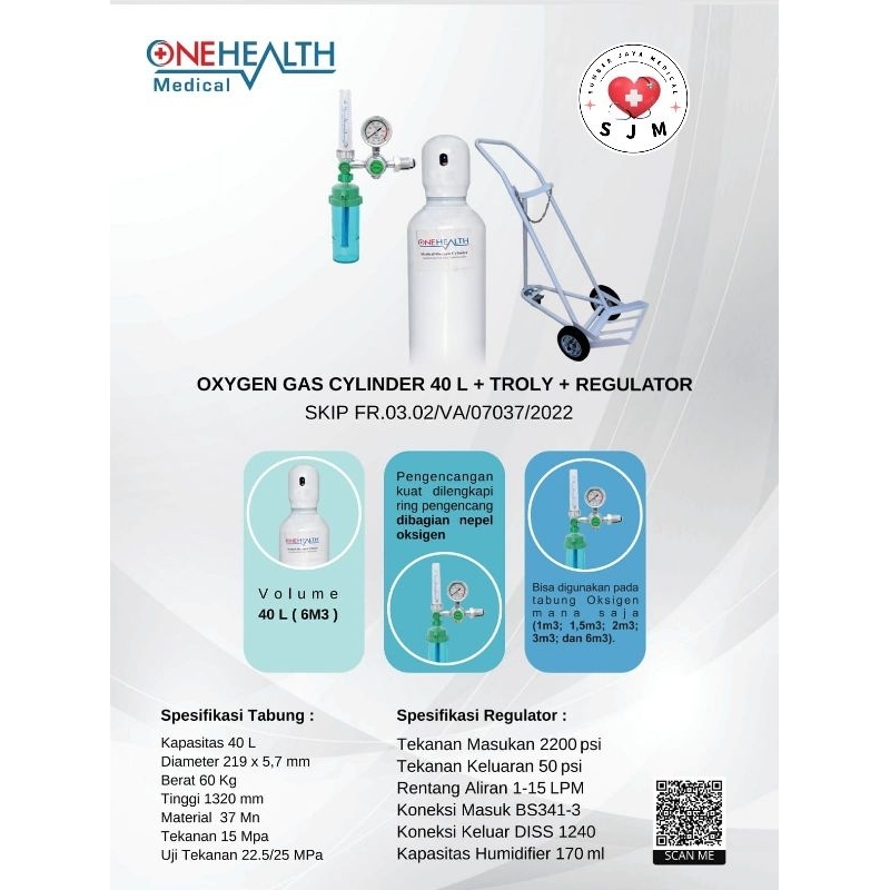 Tabung Oksigen 6m3 + Troly  + Regulator