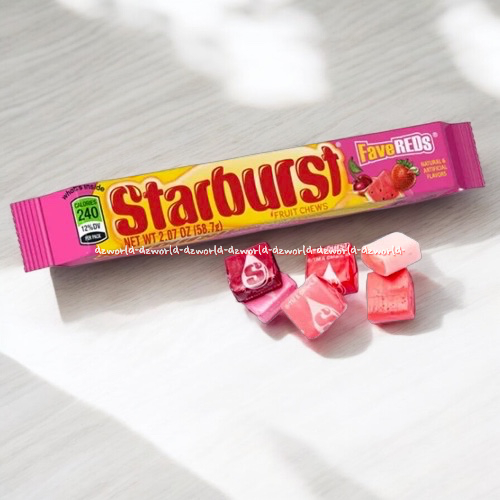 

Starburst 58gr Fruit Chew Fave Reds Permen Lunak Star Burst Rasa Buah Strawberry Semangka Cherry Soft Candy