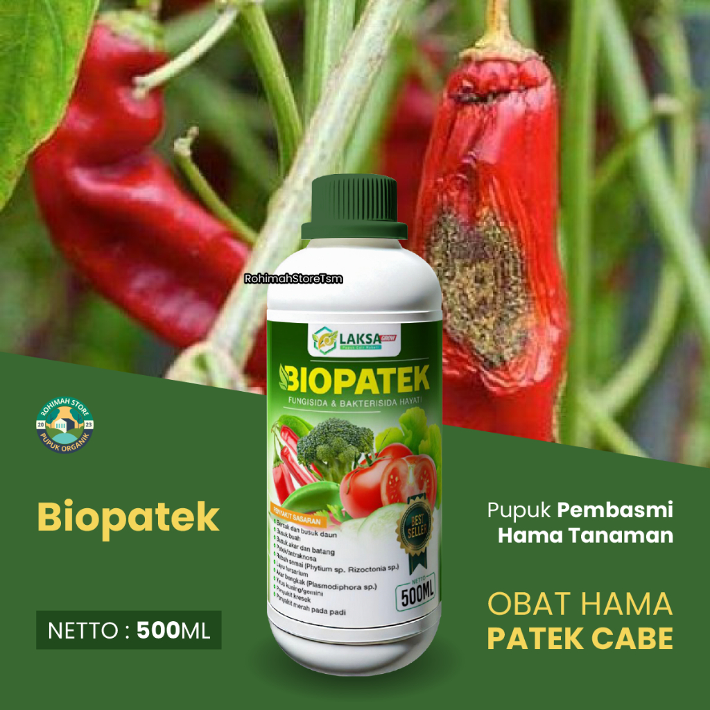 BIOPATEK ORIGINAL 500ml Pupuk Cair Fungisida Hayati Cegah Patek Cabe Merah Ampuh - Pupuk Original Bi