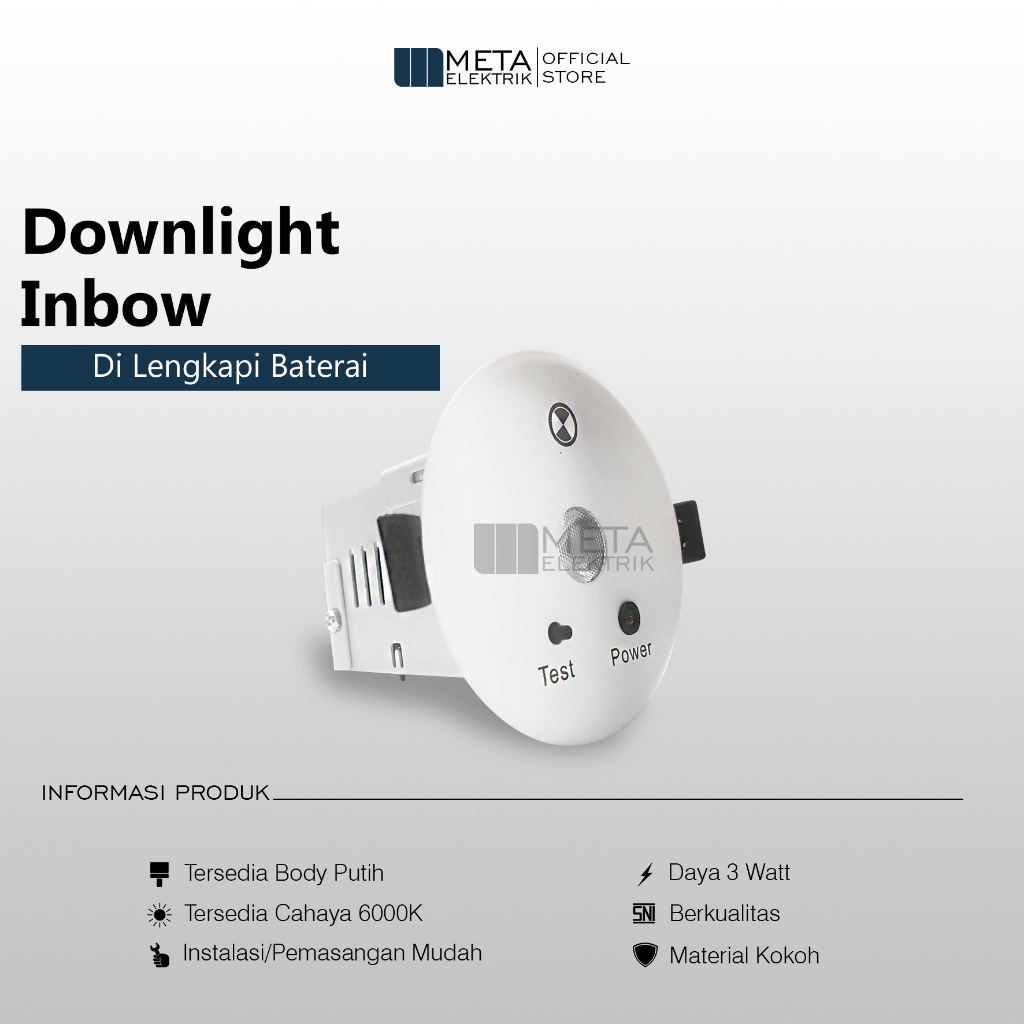 Lampu plafon emergency 3 watt downlight inbow led