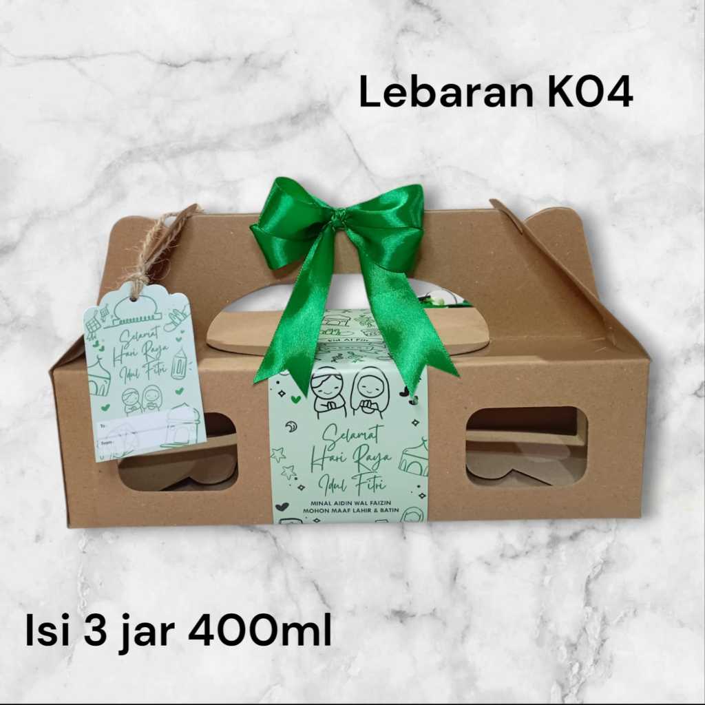 

Dus box hampers set lebaran Idul fitri muat 3 toples jar tabung 400ml
