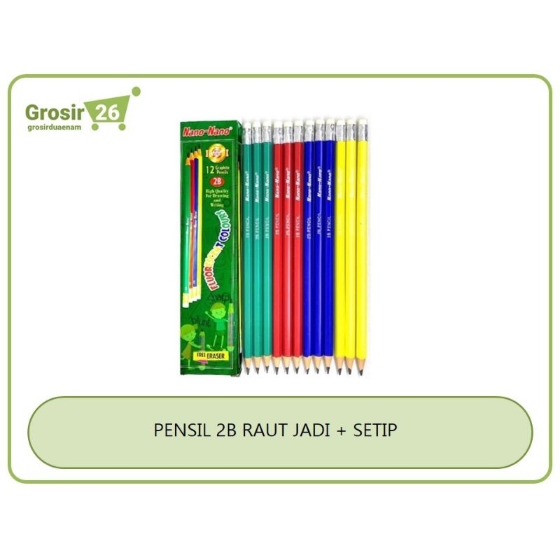 

(1 box) pensil 2b kepala sudah di raut jadi merek nano nano warna warni