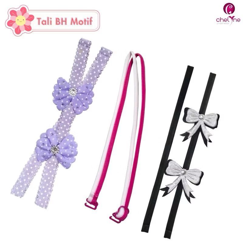 Tali BH Chelyne Fashion Kain Motek / Motif Pita / Garis-Garis / Kotak-Kotak