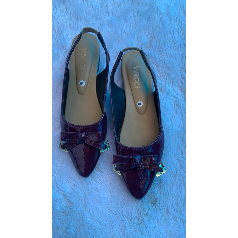 OFASHION sepatu pita wanita tali belakang mules