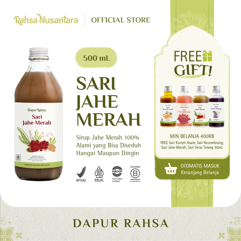 

Sari Jahe Merah 500mL | BPOM by Rahsa Nusantara - Jamu Sirup Herbal Tradisional