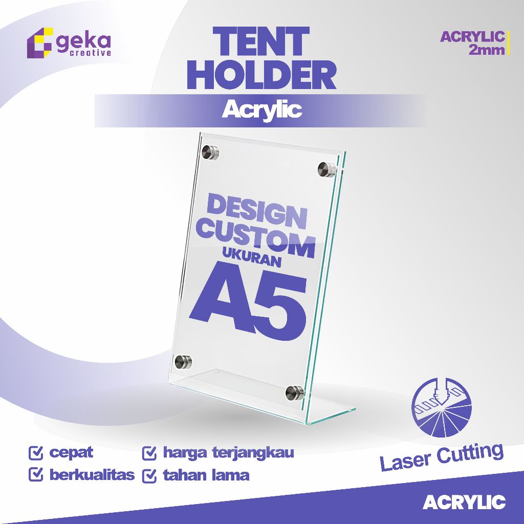 

AKRILIK TENT HOLDER / DISPLAY BROSUR A5 / STAND AKRILIK QRIS A5 SUDAH INCLUDE MAGNET
