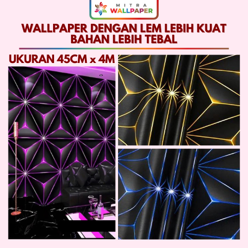 Walpeper Dinding Warna Hitam Walpaper Stiker Hitam Sticker Dinding Motif Permata Berlian 3D Baru