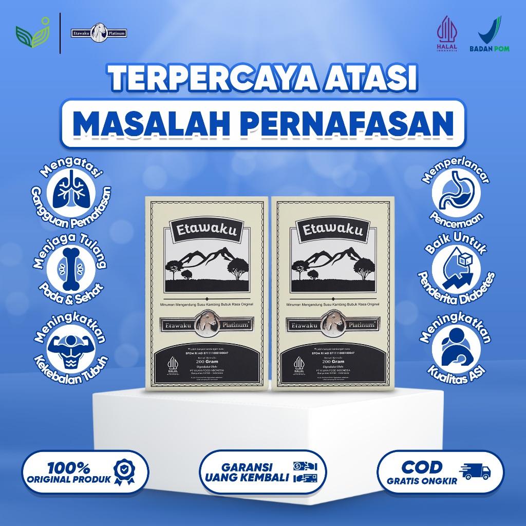 

Etawaku Platinum [Paket 2 Box] - Bantu Atasi Masalah Pernafasan, Asma & Memperkuat Tulang Sendi