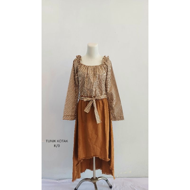 Setelan tunik kotak wanita/tunik wanita/tunik premium/tunik kotak k/9