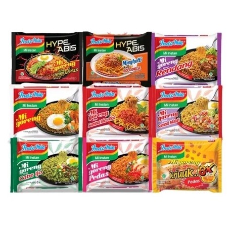 

Paket 10pcs Indomie kuah dan goreng Mix Random