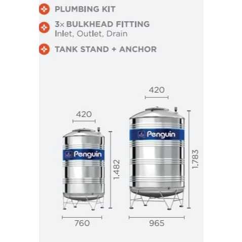 TONG AIR,TANDON PENGUIN 1000L LENGKAP