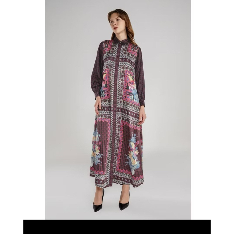 benang jarum Floral Simphony maxi dress