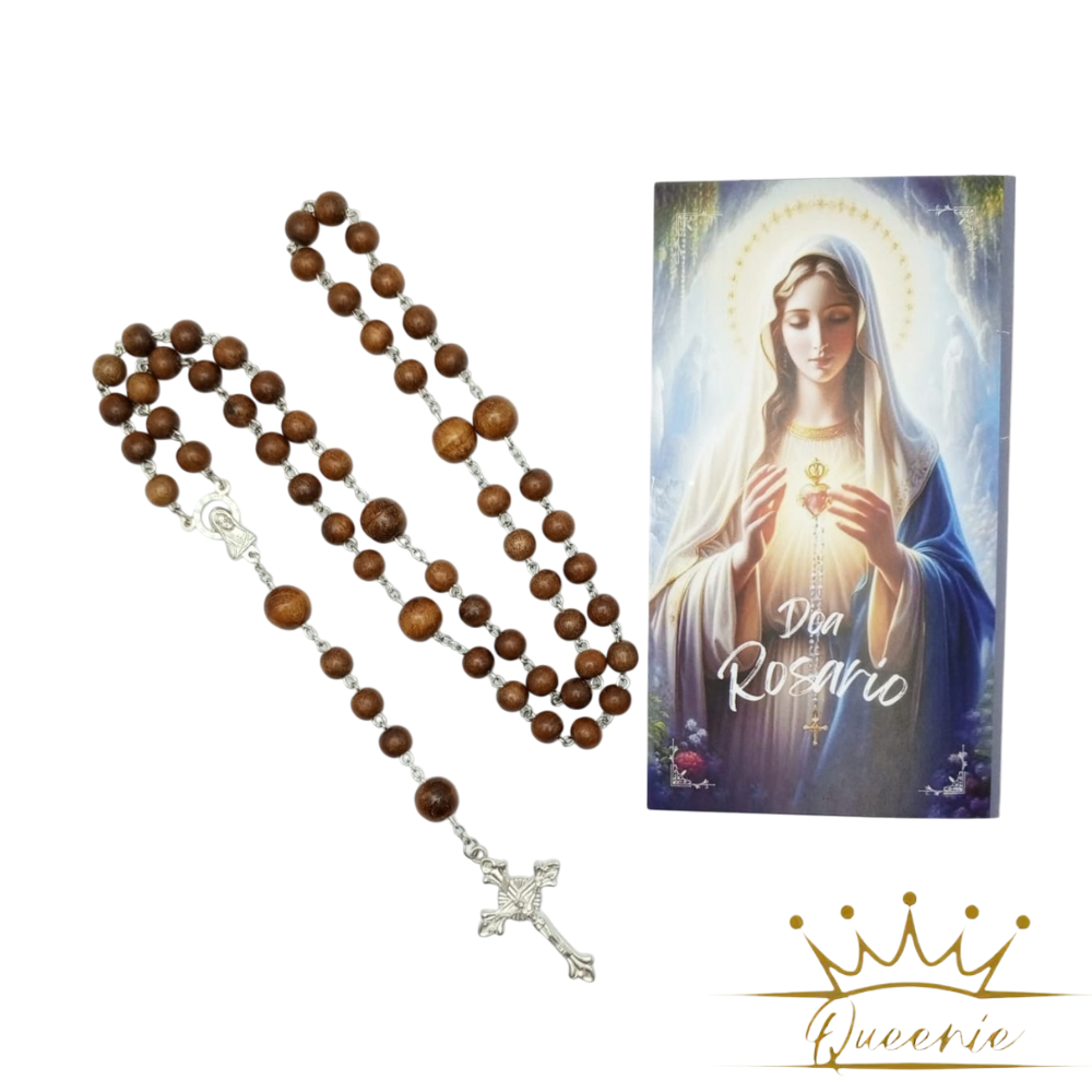 Rosario Salam Maria | Paket Lembar Doa & Rosario Salam Maria Kayu Stigi