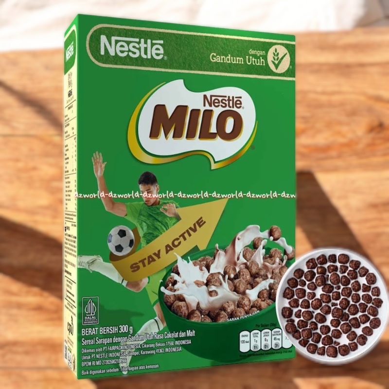 

Nestle Milo 300gr Stay Active Sereal Sarapan Gandum Utuh Rasa Coklat Mal Kemasan Dus Millo Cokelat