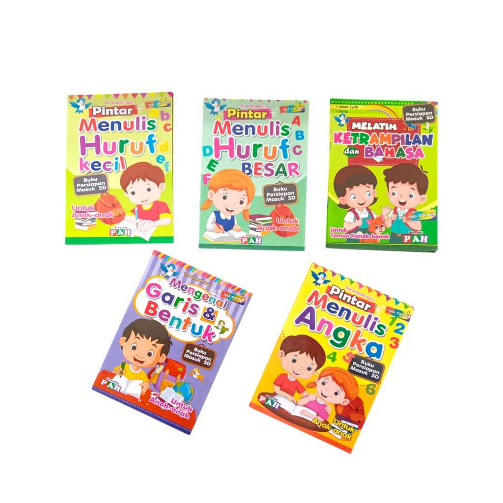 BUKU DASAR MENULIS UNTUK ANAK SEKOLAH PAUD/TK - mengenal garis, menulis huruf kecil, dll
