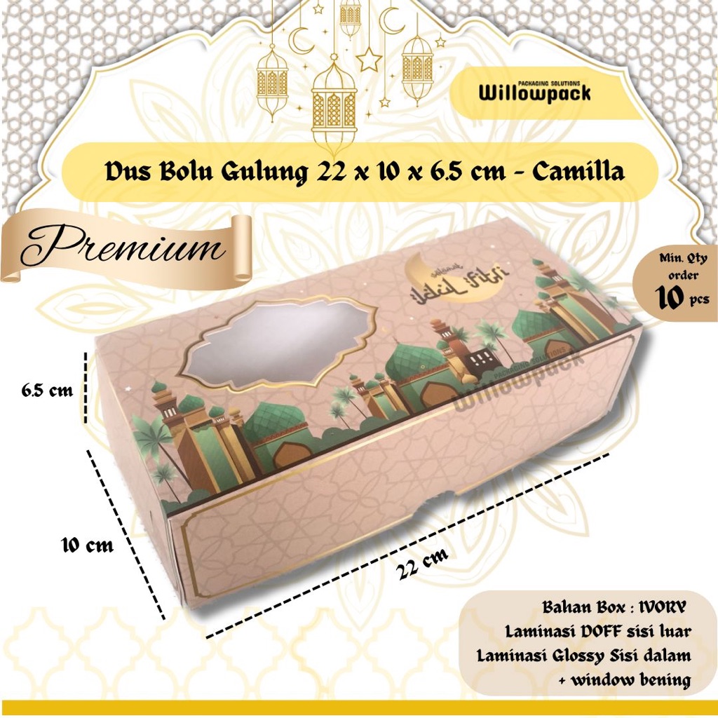 

DUS BOLU GULUNG 22x10x6.5 PREMIUM IDUL FITRI (KODE:CAMILA) [min. 10pcs] BOX LEBARAN HAMPERS KUE ROTI SNACK