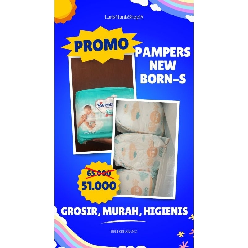 Pampers  Sweety Perekat/Celana untuk New Born ukuran S | isi 50