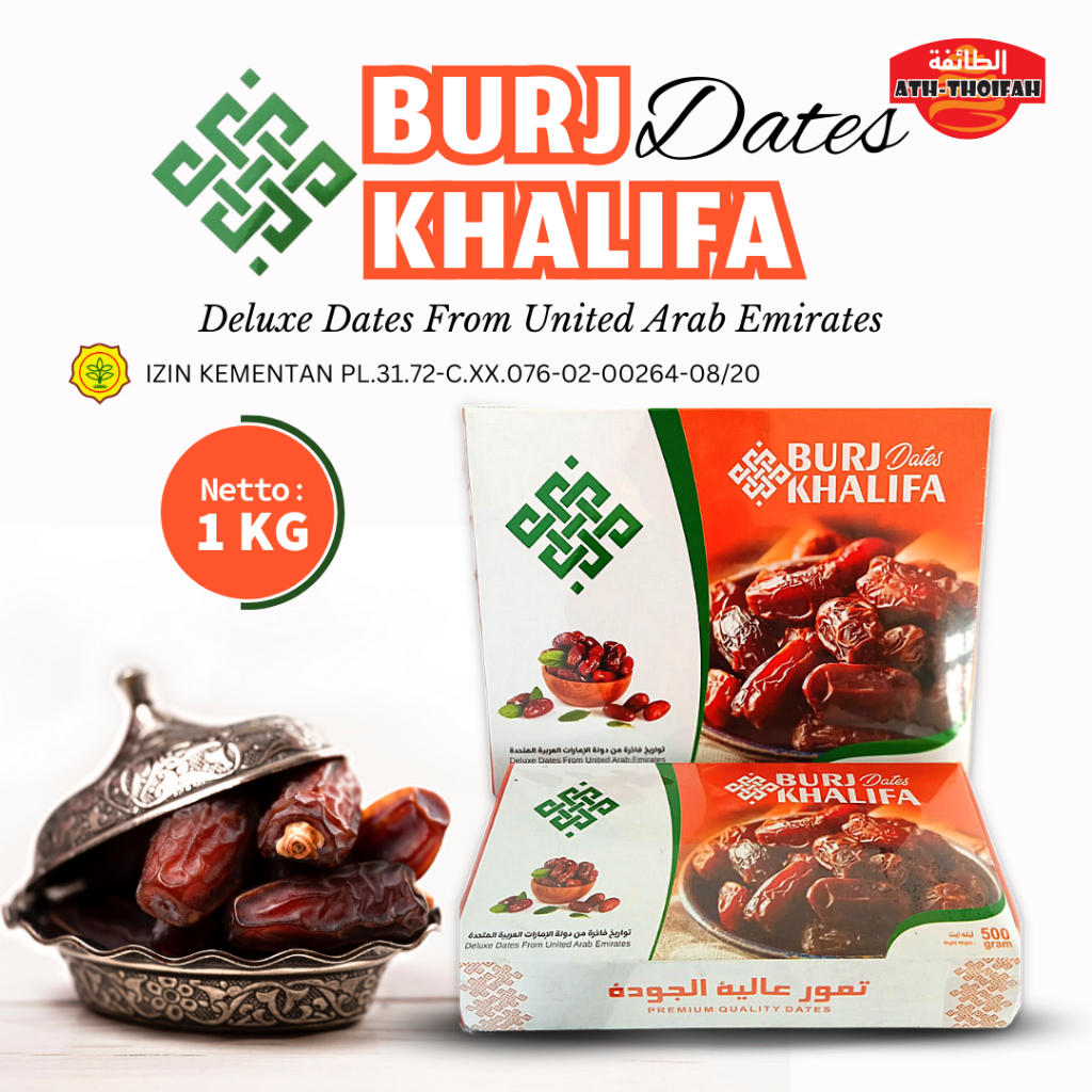 

Burj Khalifa Emirates Dates / Kurma Khalas Mesir Murah Premium 1000 gram 1 KG