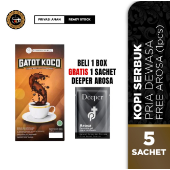 

Kopi Gatot Koco 2 Sachet Kopi Gatot Kaca Stamina Pria Dewasa - 1Box+Arosa1s