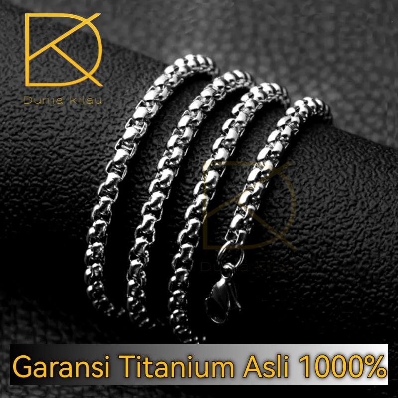 Kalung Pria Titanium Anti Karat Rantai Emas Putih Gold Asli Kotak Cowok Rante Panjang Keren