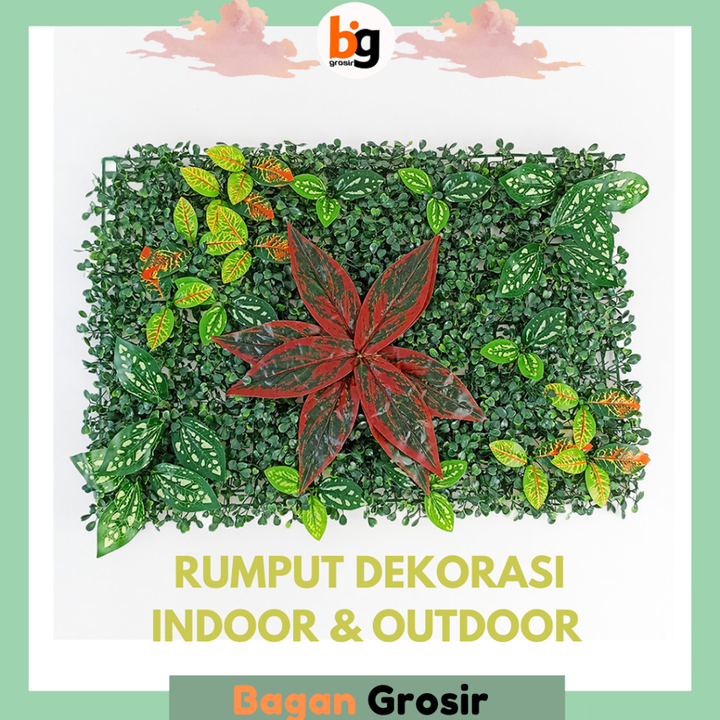 Stok Baru BG Artificial Flower Rumput Dinding Bunga Hias Pagar Sintetis Rumput Dekorasi Hijau
