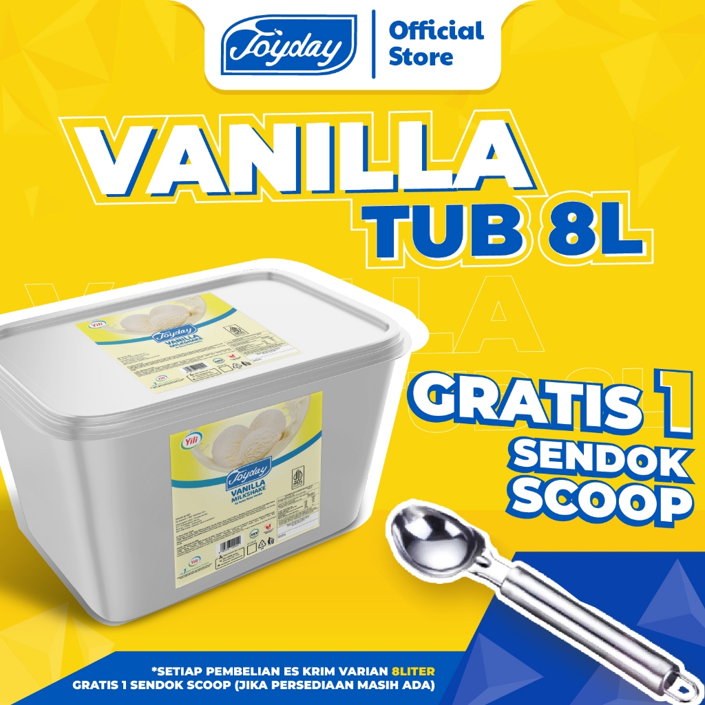 

GRATIS Sendok Es Krim Joyday Ice Cream Vanilla Bucket 8L - Es Krim Ember Free Scoop