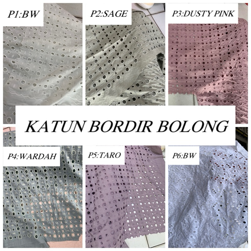 bahan kain katun bordir bolong/katun bordir meteran/katun bordir import(harga tertera 50cm)