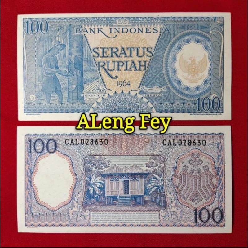 uang kuno Seri Pekerja 100 Rupiah 1964 Biru