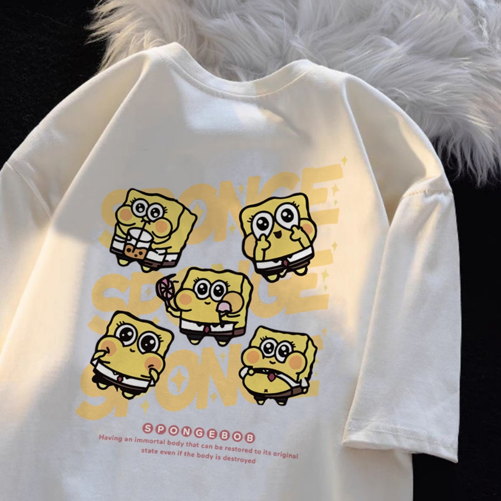 Maverick Kaos Oversize SpongeBob SquarePants T Shirt Distro Pria Wanita Cott 24s