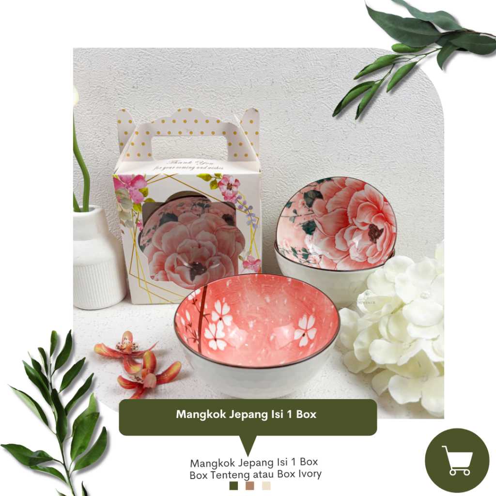 Souvenir Mangkok Keramik Premium isi 1 Kemas Box